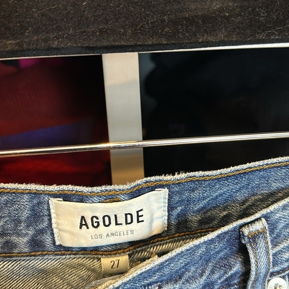 Agolde distressed raw hem blue jeans size 27 - Picture 2 of 3